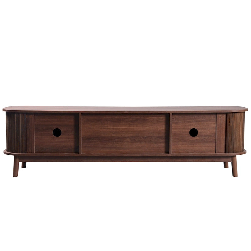 Mobile TV in Rattan Legno Naturale con Contenitore, Adatto per TV fino a 75", 3 Colori, Montaggio 1-2 Persone