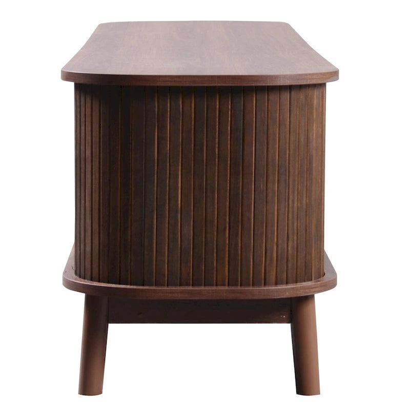 Mobile TV in Rattan Legno Naturale con Contenitore, Adatto per TV fino a 75", 3 Colori, Montaggio 1-2 Persone