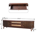 Mobile TV in Rattan Legno Naturale con Contenitore, Adatto per TV fino a 75", 3 Colori, Montaggio 1-2 Persone