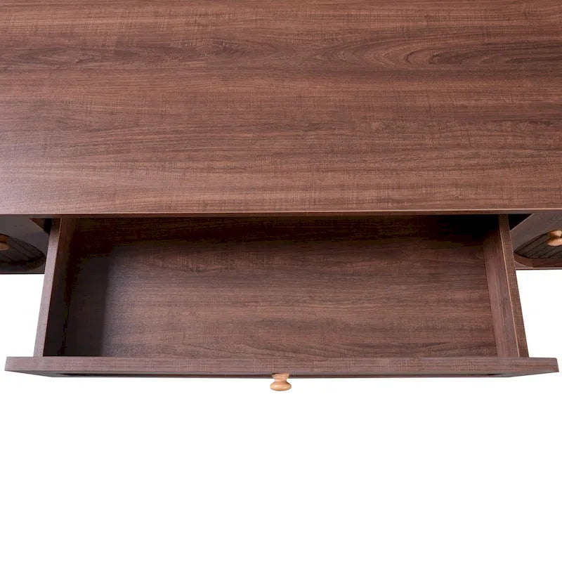 Mobile TV in Rattan Legno Naturale con Contenitore, Adatto per TV fino a 75", 3 Colori, Montaggio 1-2 Persone