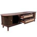 Mobile TV in Rattan Legno Naturale con Contenitore, Adatto per TV fino a 75", 3 Colori, Montaggio 1-2 Persone