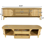 Mobile TV in Rattan Legno Naturale con Contenitore, Adatto per TV fino a 75", 3 Colori, Montaggio 1-2 Persone