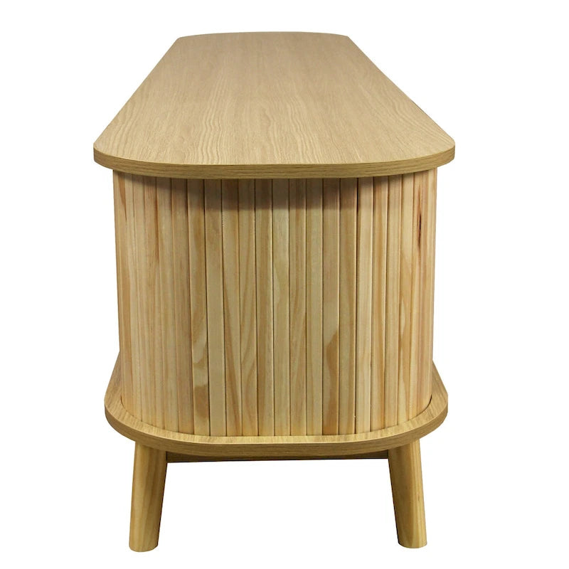 Mobile TV in Rattan Legno Naturale con Contenitore, Adatto per TV fino a 75", 3 Colori, Montaggio 1-2 Persone