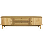 Mobile TV in Rattan Legno Naturale con Contenitore, Adatto per TV fino a 75", 3 Colori, Montaggio 1-2 Persone