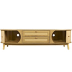 Mobile TV in Rattan Legno Naturale con Contenitore, Adatto per TV fino a 75", 3 Colori, Montaggio 1-2 Persone