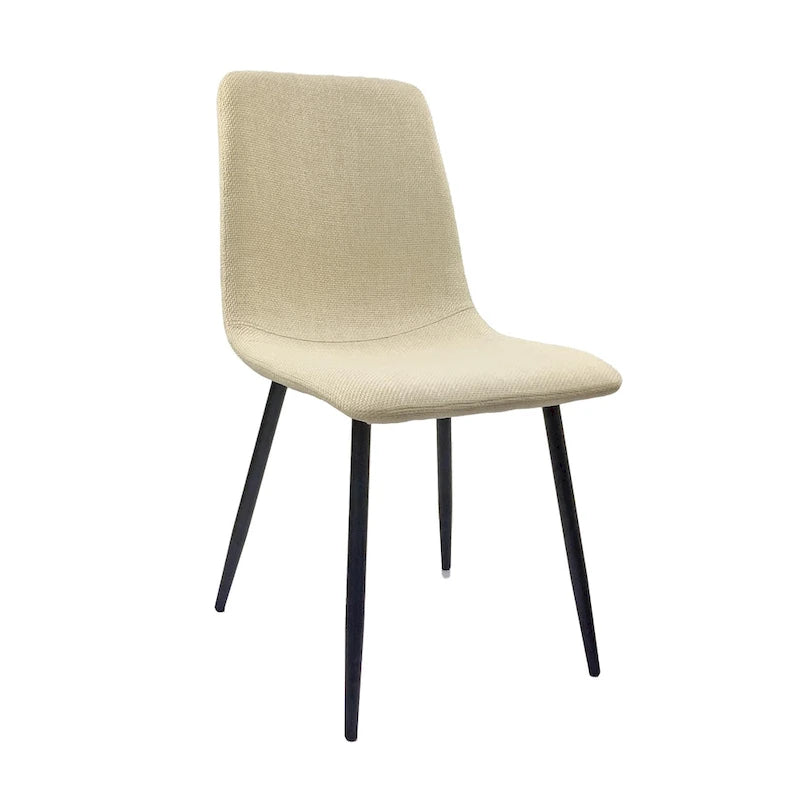 Set di 4 sedie da pranzo moderne, beige/grigio chiaro, gambe in metallo nero