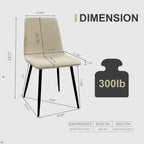 Set di 4 sedie da pranzo moderne, beige/grigio chiaro, gambe in metallo nero