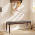 Panca ottomana singola in similpelle mid-century moderna marrone/beige/verde con gambe in legno
