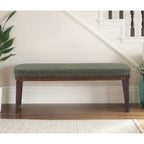 Panca ottomana singola in similpelle mid-century moderna marrone/beige/verde con gambe in legno