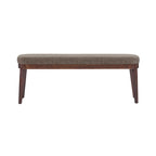 Panca ottomana singola in similpelle mid-century moderna marrone/beige/verde con gambe in legno