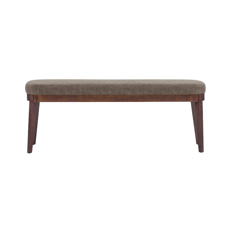 Panca ottomana singola in similpelle mid-century moderna marrone/beige/verde con gambe in legno