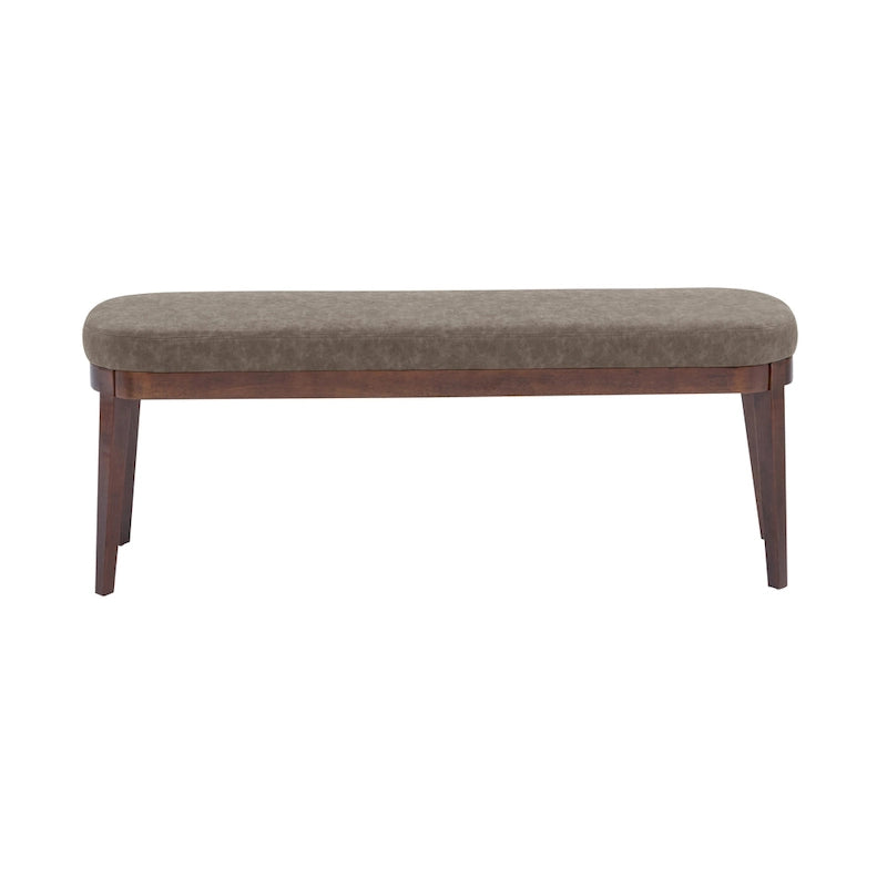 Panca ottomana singola in similpelle mid-century moderna marrone/beige/verde con gambe in legno