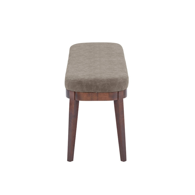 Panca ottomana singola in similpelle mid-century moderna marrone/beige/verde con gambe in legno