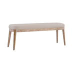 Panca ottomana singola in similpelle mid-century moderna marrone/beige/verde con gambe in legno