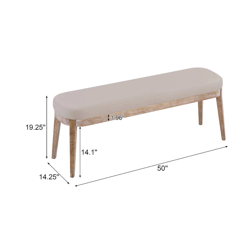 Panca ottomana singola in similpelle mid-century moderna marrone/beige/verde con gambe in legno