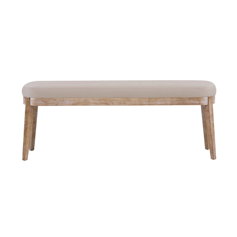 Panca ottomana singola in similpelle mid-century moderna marrone/beige/verde con gambe in legno