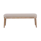 Panca ottomana singola in similpelle mid-century moderna marrone/beige/verde con gambe in legno