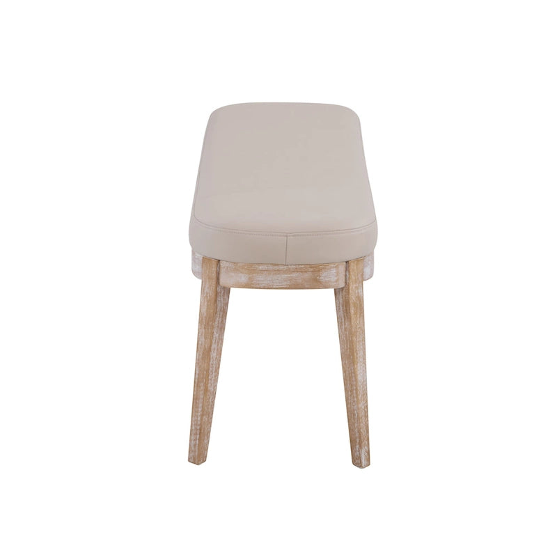 Panca ottomana singola in similpelle mid-century moderna marrone/beige/verde con gambe in legno