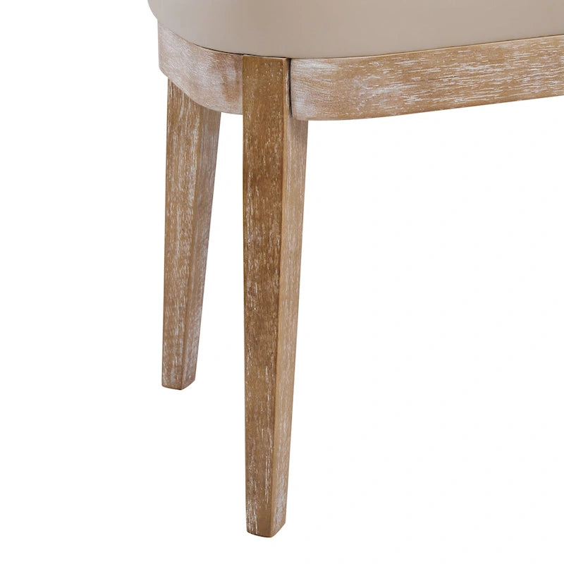Panca ottomana singola in similpelle mid-century moderna marrone/beige/verde con gambe in legno