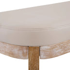 Panca ottomana singola in similpelle mid-century moderna marrone/beige/verde con gambe in legno