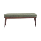 Panca ottomana singola in similpelle mid-century moderna marrone/beige/verde con gambe in legno