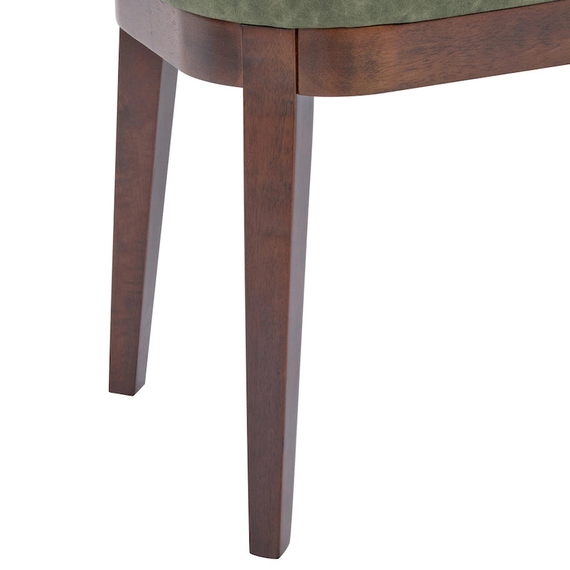 Panca ottomana singola in similpelle mid-century moderna marrone/beige/verde con gambe in legno