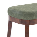 Panca ottomana singola in similpelle mid-century moderna marrone/beige/verde con gambe in legno