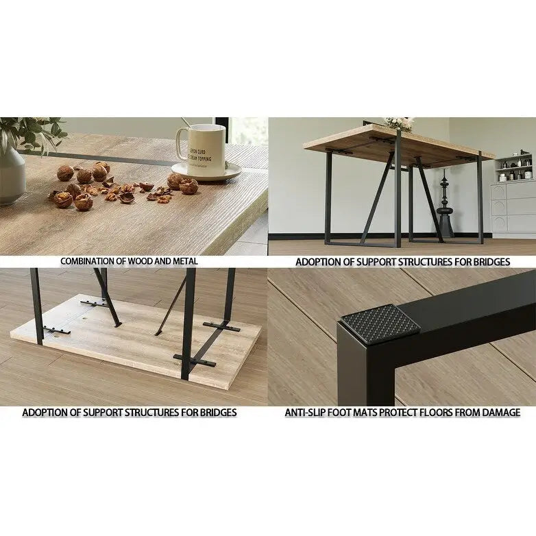 Set tavolo e sedie da pranzo 5 pezzi – Nero / Bianco / Naturale, Stile rustico farmhouse, Posti a sedere per 4