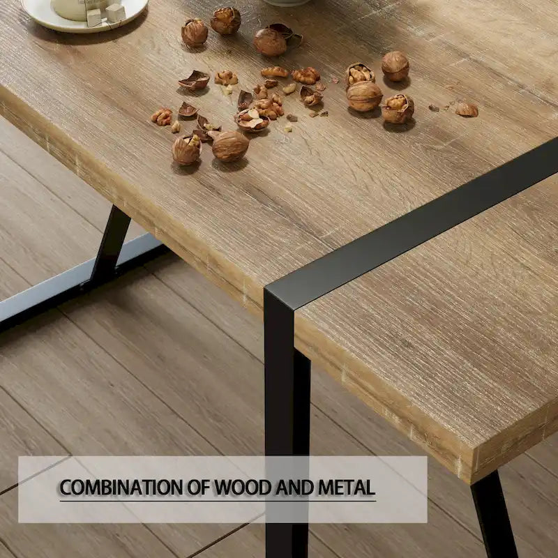 Set tavolo e sedie da pranzo 5 pezzi – Nero / Bianco / Naturale, Stile rustico farmhouse, Posti a sedere per 4