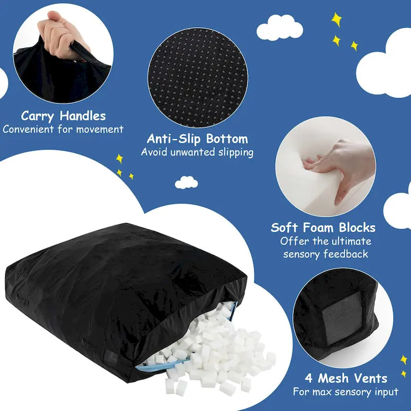 Materassino sensoriale per crash pad in schiuma blu/nero, 1 persona