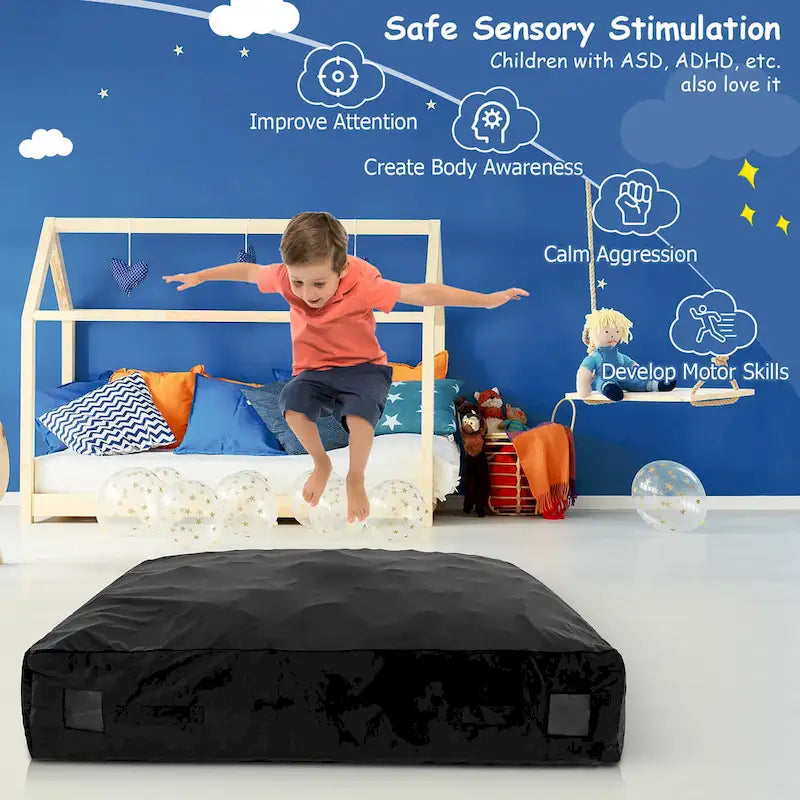 Materassino sensoriale per crash pad in schiuma blu/nero, 1 persona