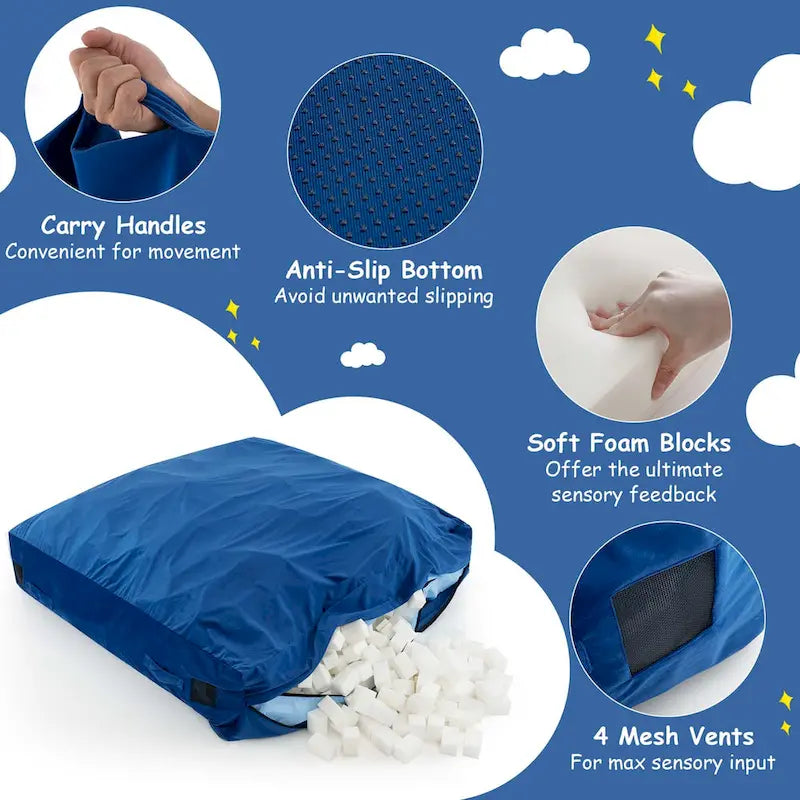 Materassino sensoriale per crash pad in schiuma blu/nero, 1 persona