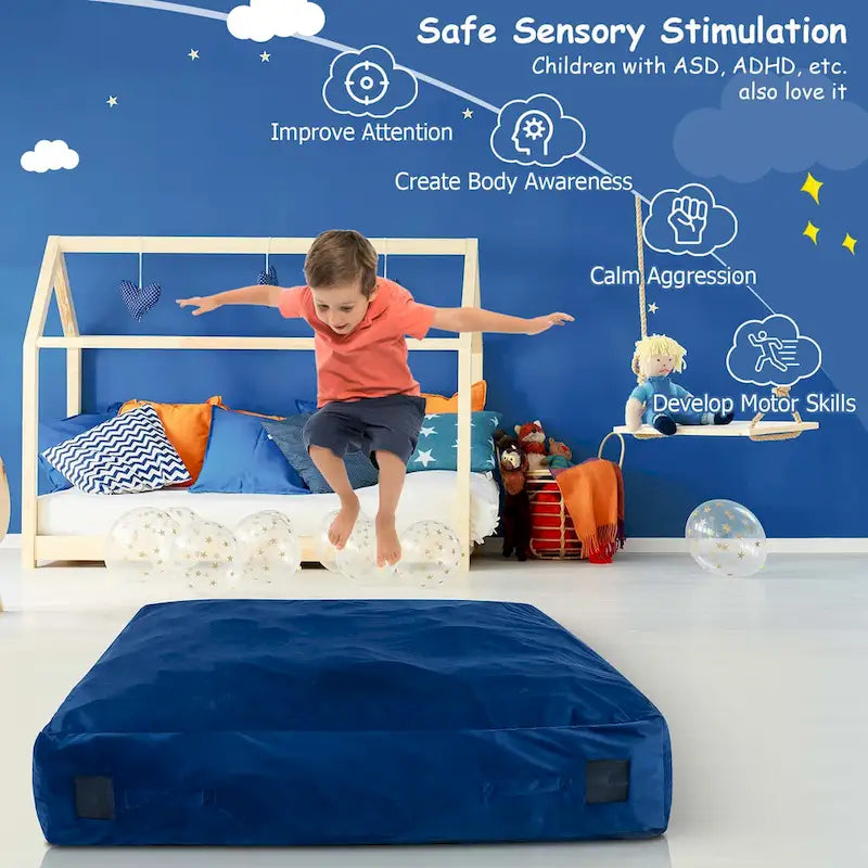 Materassino sensoriale per crash pad in schiuma blu/nero, 1 persona
