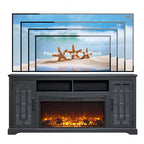 Mobile TV con caminetto elettrico in stile rustico bianco/nero/marrone, per TV fino a 80", 1-2 persone