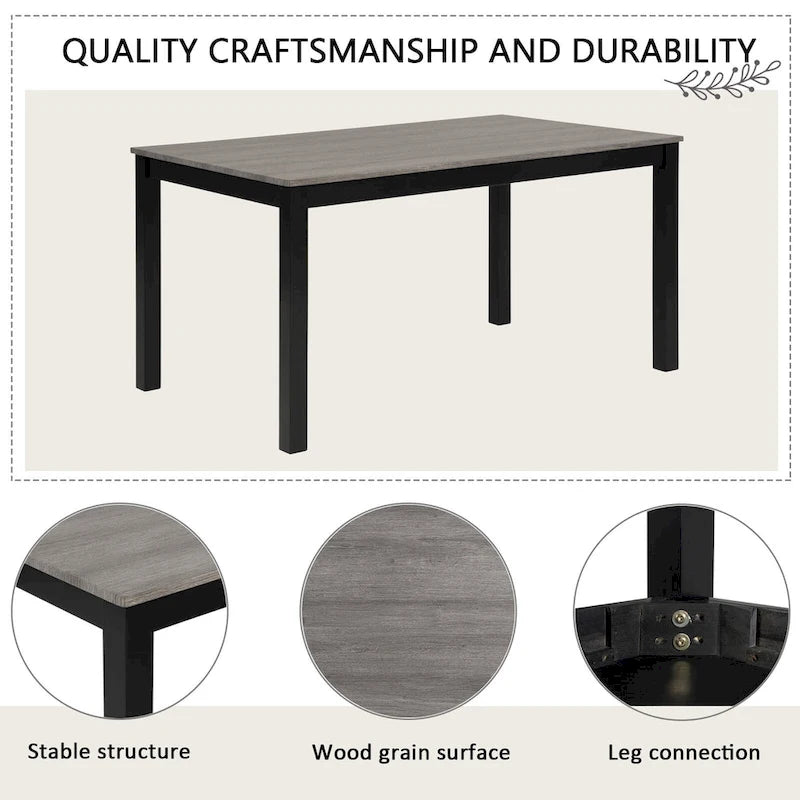 Set da pranzo moderno imbottito beige, 6 posti (1 tavolo + 4 sedie + 1 panca)