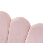 Divano Letto in Velluto Matrimoniale Rosa/Bianco con Schienale a Conchiglia e Letto Estraibile, 2 Posti
