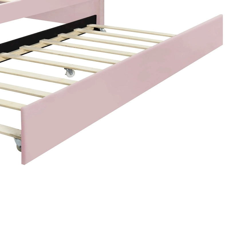 Divano Letto in Velluto Matrimoniale Rosa/Bianco con Schienale a Conchiglia e Letto Estraibile, 2 Posti