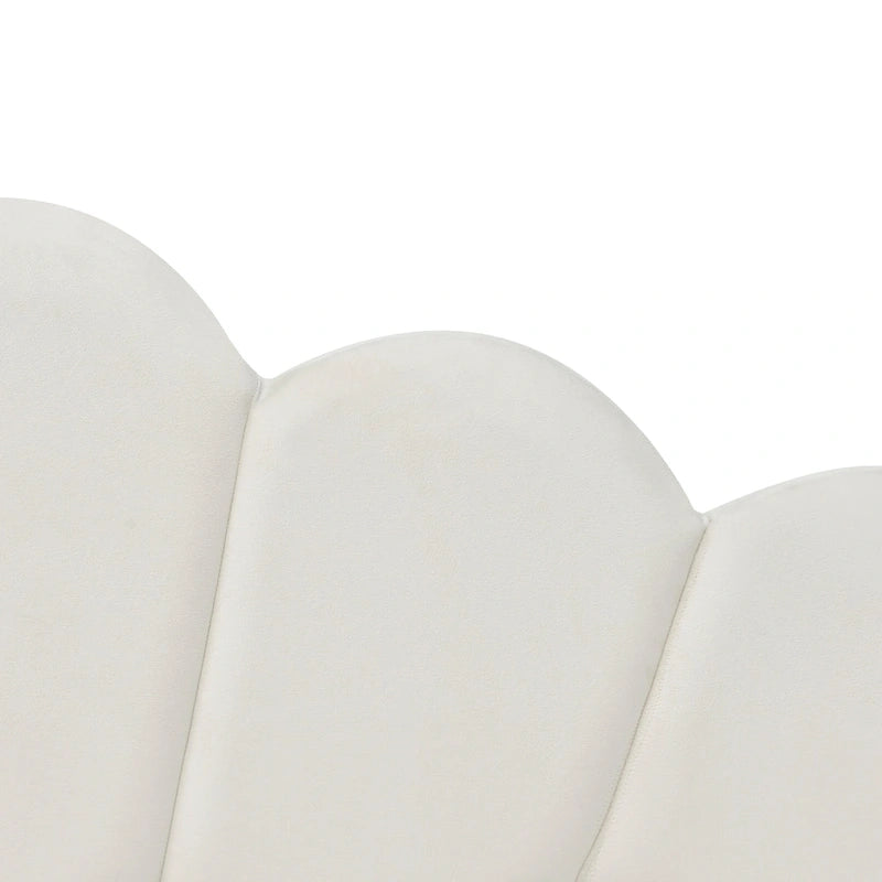 Divano Letto in Velluto Matrimoniale Rosa/Bianco con Schienale a Conchiglia e Letto Estraibile, 2 Posti
