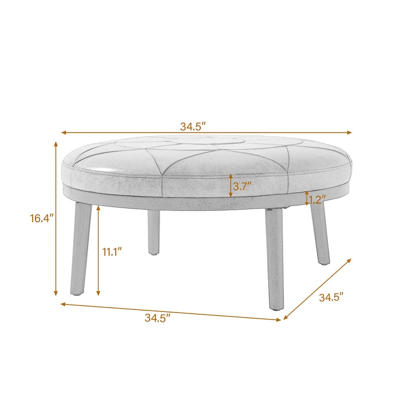 Pouf Ottomano Quadrato in Pelle Marrone, Set da 2