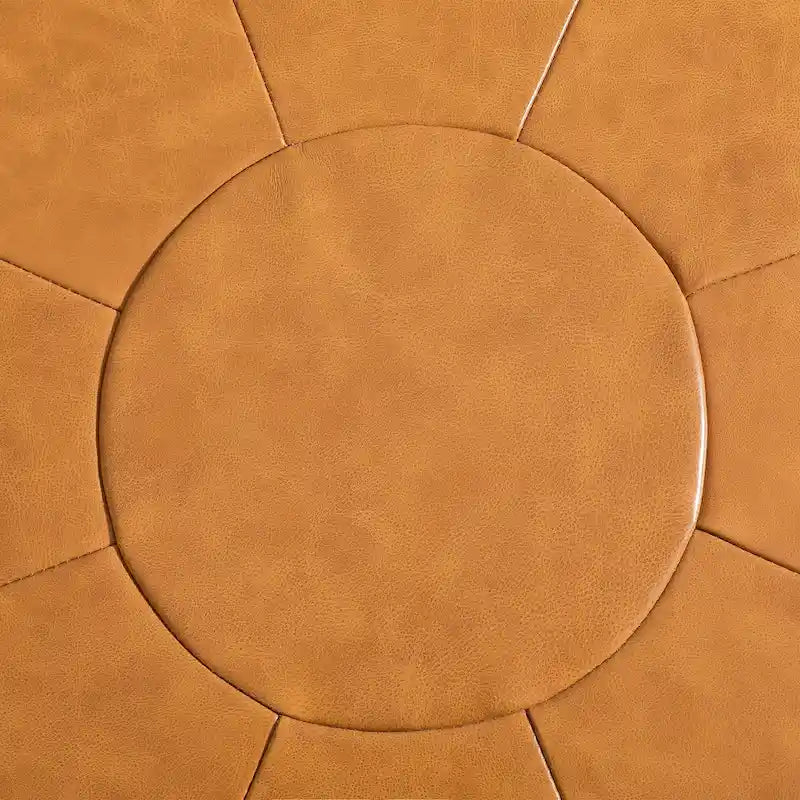 Pouf Ottomano Quadrato in Pelle Marrone, Set da 2