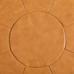 Pouf Ottomano Quadrato in Pelle Marrone, Set da 2