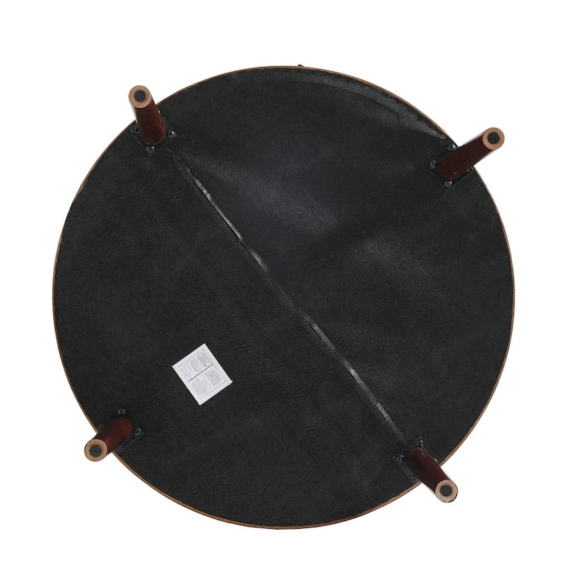 Pouf Ottomano Quadrato in Pelle Marrone, Set da 2