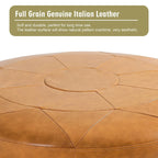Pouf Ottomano Quadrato in Pelle Marrone, Set da 2