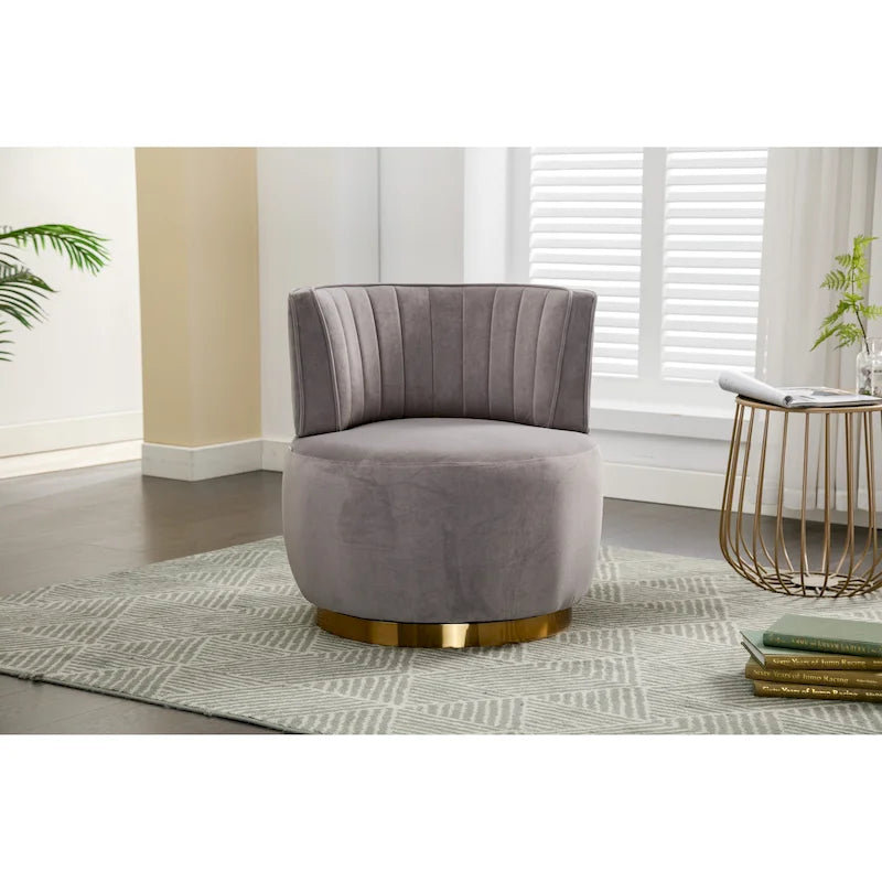 Poltrona a botte girevole – Grigio / Arancione / Beige / Oliva, Velluto, Seduta singola