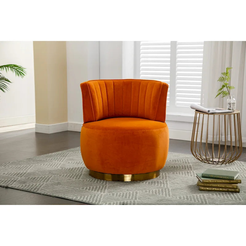 Poltrona a botte girevole – Grigio / Arancione / Beige / Oliva, Velluto, Seduta singola