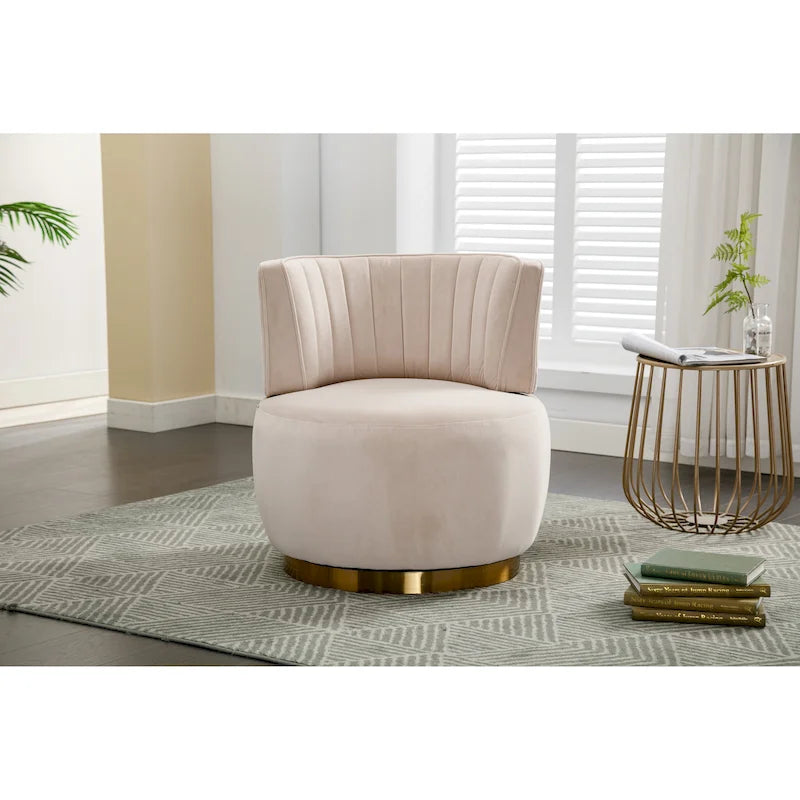 Poltrona a botte girevole – Grigio / Arancione / Beige / Oliva, Velluto, Seduta singola