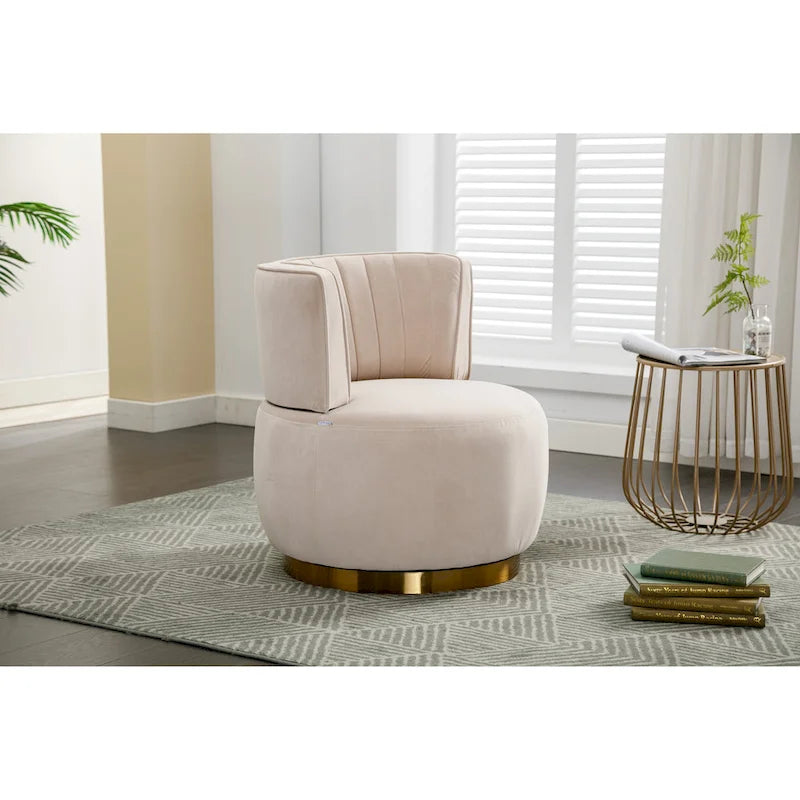 Poltrona a botte girevole – Grigio / Arancione / Beige / Oliva, Velluto, Seduta singola