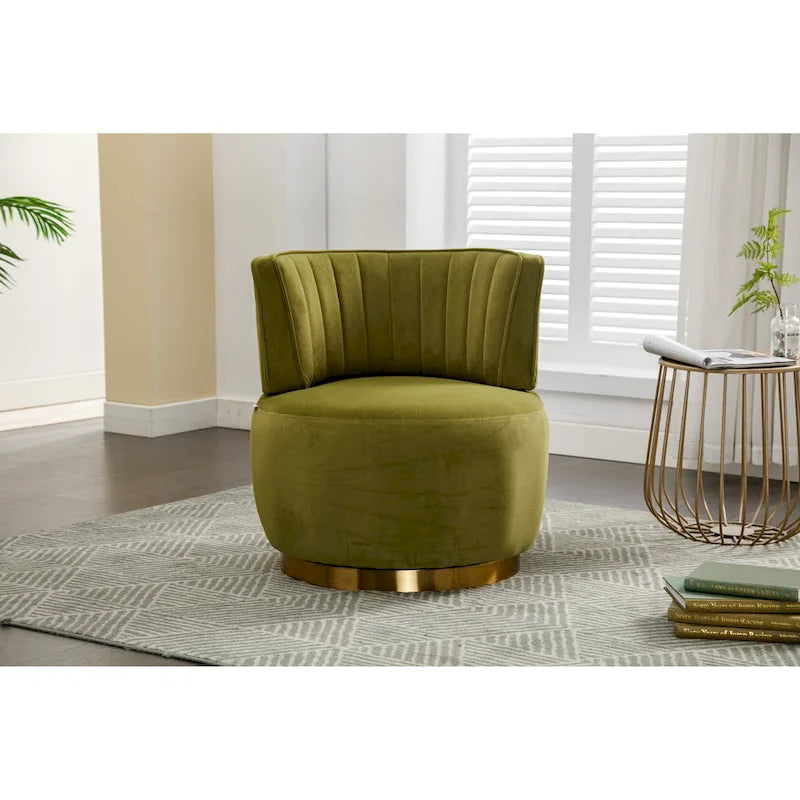 Poltrona a botte girevole – Grigio / Arancione / Beige / Oliva, Velluto, Seduta singola