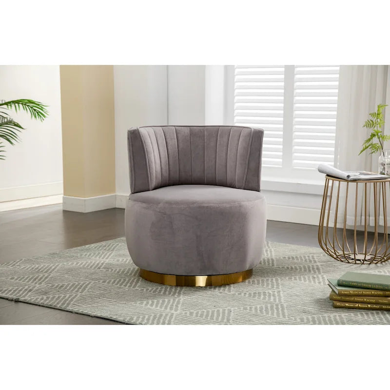 Poltrona a botte girevole – Grigio / Arancione / Beige / Oliva, Velluto, Seduta singola