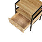 Tavolino con un cassetto in rattan bianco/marrone miele – Singolo